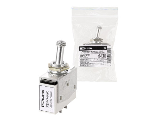 Выключатель-тумблер ТВ1-1 2P 250 В 5 А (4c) ON-OFF с фиксацией (1з+1р) TDM | арт.SQ0747-0400