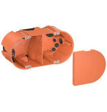 OBO-Bettermann - Подрозетник HE 61-DV-L  двойной, 850°С, h=61мм, для полых стен, с винтами, с воздухонепрониц. мембранными вводами, оранжевый, полипропилен - Артикул: 2003826 | арт.2003826
