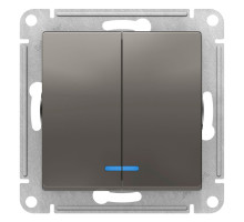 Выключатель 2-клавишный с подсветкой Schneider Electric AtlasDesign ATN000953 Сталь - ATN000953