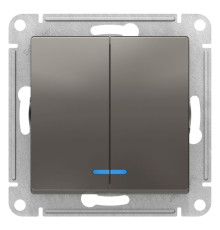 Выключатель 2-клавишный с подсветкой Schneider Electric AtlasDesign ATN000953 Сталь - ATN000953