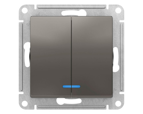 Выключатель 2-клавишный с подсветкой Schneider Electric AtlasDesign ATN000953 Сталь - ATN000953 Выключатель 2-клавишный с подсветкой Schneider Electric AtlasDesign ATN000953 Сталь - ATN000953