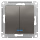 Выключатель 2-клавишный с подсветкой Schneider Electric AtlasDesign ATN000953 Сталь - ATN000953