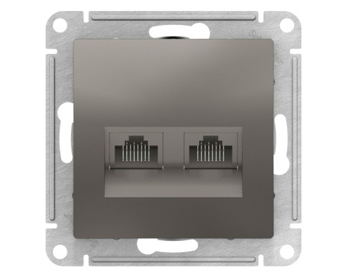 Розетка компьютерная двойная RJ45+RJ45 Schneider Electric AtlasDesign ATN000985 Сталь - ATN000985