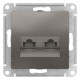 Розетка компьютерная двойная RJ45+RJ45 Schneider Electric AtlasDesign ATN000985 Сталь - ATN000985