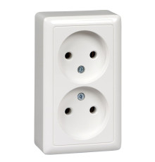 ХИТ О/У РОЗЕТКА двойная без заземления без шторок 16А, 250В, БЕЛЫЙ. Россия | арт.RA16-237-B