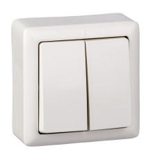 ХИТ О/У 2-клавишный ВЫКЛЮЧАТЕЛЬ 6А, 250В, БЕЛЫЙ. Россия | арт.VA56-232-B