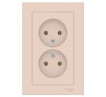 Розетка двойная без заземления с рамкой Schneider Electric AtlasDesign ATN000220 Бежевый - ATN000220