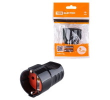 розетка кабельная рифленая 2П+З 16А 250B черная TDM