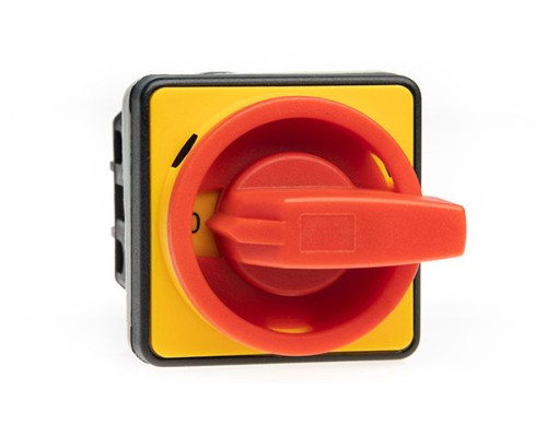 Переключатель BS 25 92 LK, аварийный, 4P, 25A, тип 0-1, 11kW(400VAC по АС-23), на дверь, красная блокируемая в 0 рукоятка, фронт IP40 | арт.EAC603720