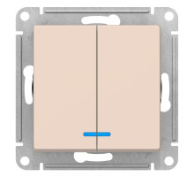 Выключатель 2-клавишный с подсветкой Schneider Electric AtlasDesign ATN000253 Бежевый - ATN000253