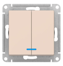 Выключатель 2-клавишный с подсветкой Schneider Electric AtlasDesign ATN000253 Бежевый - ATN000253
