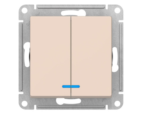 Выключатель 2-клавишный с подсветкой Schneider Electric AtlasDesign ATN000253 Бежевый - ATN000253 Выключатель 2-клавишный с подсветкой Schneider Electric AtlasDesign ATN000253 Бежевый - ATN000253