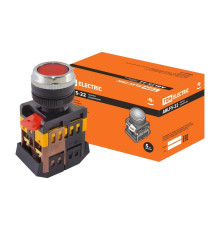 Кнопка ABLFS-22 красный d22мм неон/230В 1з+1р TDM