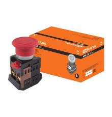 Кнопка AE-22 "Грибок" с фиксацией красный d22мм 230В 1з+1р TDM