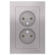 Розетка двойная без заземления с рамкой Schneider Electric AtlasDesign ATN000320 Алюминий - ATN00032