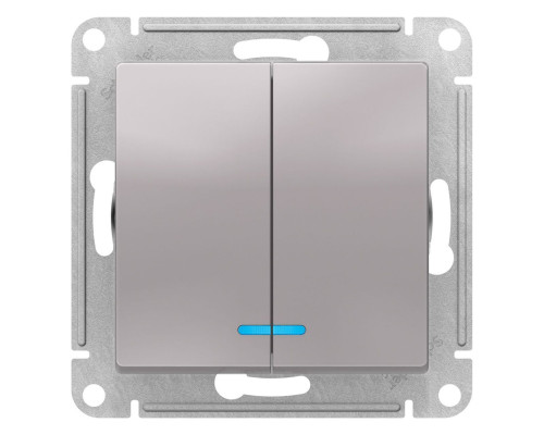 Выключатель 2-клавишный с подсветкой Schneider Electric AtlasDesign ATN000353 Алюминий - ATN000353 Выключатель 2-клавишный с подсветкой Schneider Electric AtlasDesign ATN000353 Алюминий - ATN000353