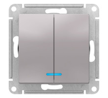 Выключатель 2-клавишный с подсветкой Schneider Electric AtlasDesign ATN000353 Алюминий - ATN000353