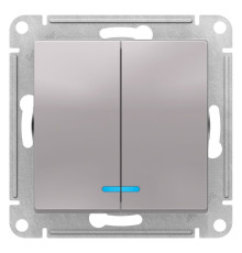 Выключатель 2-клавишный с подсветкой Schneider Electric AtlasDesign ATN000353 Алюминий - ATN000353