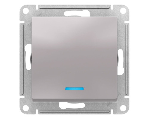 Переключатель 1-клавишный с подсветкой Schneider Electric AtlasDesign ATN000363 Алюминий - ATN000363