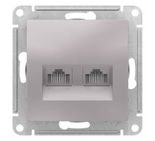 Розетка двойная компьютерная RJ45+RJ45 Schneider Electric AtlasDesign ATN000385 Алюминий - ATN000385