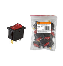 Клавишный переключатель YL-211-02 черный корпус красная клавиша 2 положения 1з TDM | арт.SQ0703-0020
