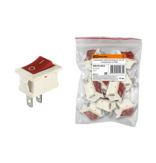 Клавишный переключатель YL-211-04 белый корпус красная клавиша 2 положения 1з TDM | арт.SQ0703-0022