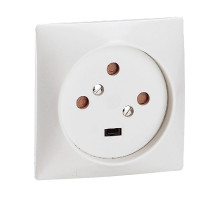 Розетка силовая 20A, 3P+E, 80х80мм, защ. шторки, сл. кость | арт.055425