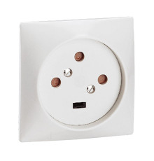 Розетка силовая 20A, 3P+E, 80х80мм, защ. шторки, сл. кость | арт.055425