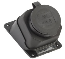 Розетка настенная угловая РБу13-1-0м с защитной крышкой IP44 ОМЕГА IEK | арт.PKR22-016-2-K02