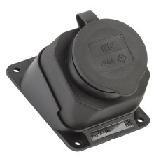 Розетка настенная угловая РБу13-1-0м с защитной крышкой IP44 ОМЕГА IEK | арт.PKR22-016-2-K02