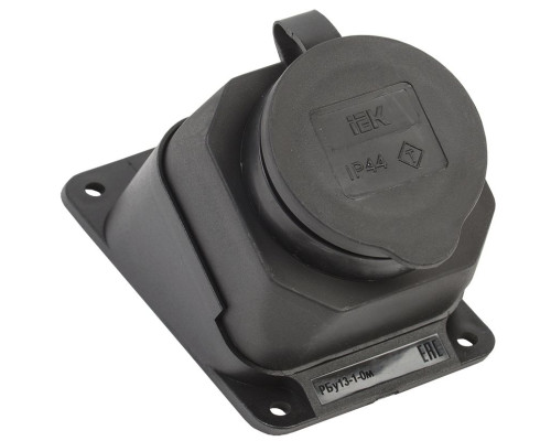 Розетка настенная угловая РБу13-1-0м с защитной крышкой IP44 ОМЕГА IEK | арт.PKR22-016-2-K02