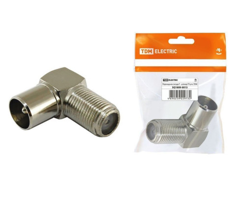 Переходник гнездо F - штекер TV угловой, инд. упаковка TDM | арт.SQ1809-0013