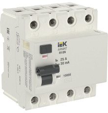ARMAT Выключатель дифференциального тока R10N 4P 25А 30мА тип AC IEK - AR-R10N-4-025C030