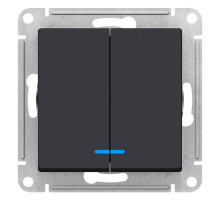 Выключатель 2-клавишный с подсветкой Schneider Electric AtlasDesign ATN001053 Карбон - ATN001053