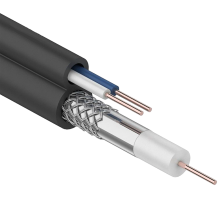 RG59 75Ом FPE каб. пит. 2х0,75мм2 PVC Каб. коакc. чёрный(300м)  GENERICA