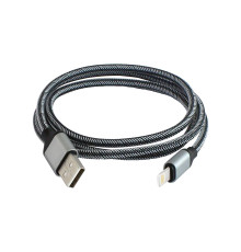 Дата-кабель, ДК 12, USB - Lightning, 1 м, тканевая оплетка, серый, TDM | арт.SQ1810-0312