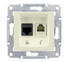 Розетка двойная RJ11 + RJ45 Sedna Бежевый - SDN5100147