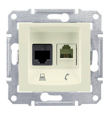 Розетка двойная RJ11 + RJ45 Sedna Бежевый - SDN5100147
