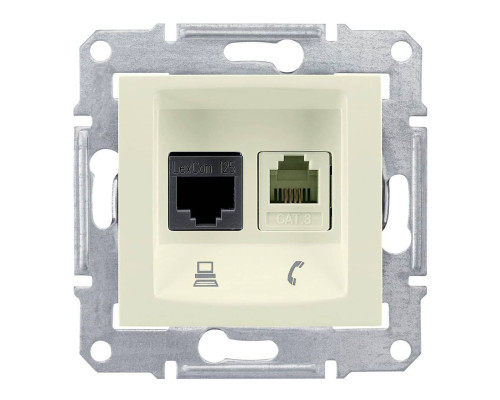 Розетка двойная RJ11 + RJ45 Sedna Бежевый - SDN5100147