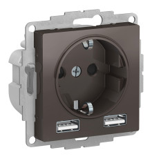 ATLASDESIGN РОЗЕТКА 16А c 2 USB A+A, 5В/2,4А, 2х5В/1,2А, механизм, МОККО