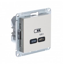 ATLASDESIGN USB РОЗЕТКА тип-С 65Вт высокоскор.заряд. QC, PD, механизм, БЕЖЕВЫЙ