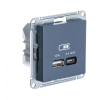 ATLASDESIGN USB РОЗЕТКА A + тип-C 45Вт высокоскор.заряд. QC,PD, мех., ГРИФЕЛЬ