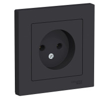 ATLASDESIGN РОЗЕТКА без заземления, 16А, в сборе, КАРБОН