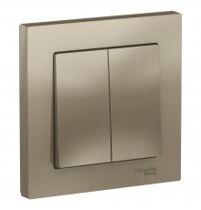 ATLASDESIGN 2-клавишный ВЫКЛЮЧАТЕЛЬ, сх.5, 10АХ, в сборе, ШАМПАНЬ