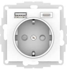 ATLASDESIGN РОЗЕТКА 16А с 2 USB A+C, 5В/2,4А/3,0А, 2х5В/1,5А, механизм, БЕЛЫЙ