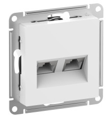 ATLASDESIGN РОЗЕТКА двойная компьютерная RJ45+RJ45, кат.6А, механизм, БЕЛЫЙ