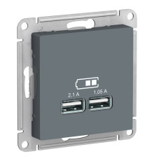 ATLASDESIGN USB РОЗЕТКА A+A, 5В/2,1 А, 2х5В/1,05 А, механизм, ГРИФЕЛЬ