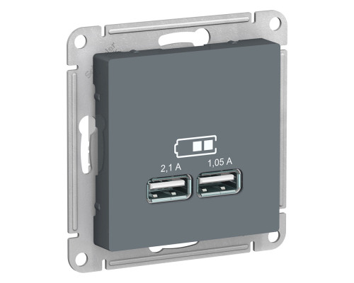 ATLASDESIGN USB РОЗЕТКА A+A, 5В/2,1 А, 2х5В/1,05 А, механизм, ГРИФЕЛЬ