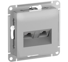 ATLASDESIGN РОЗЕТКА двойная компьютерная RJ45+RJ45, кат.6А, механизм, АЛЮМИНИЙ